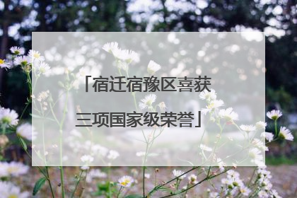 宿迁宿豫区喜获三项国家级荣誉